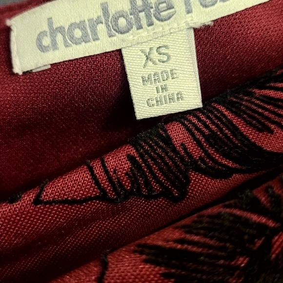 Charlotte Russe dress. Burgundy with black floral pattern. Size-XS - Picture 3 of 3